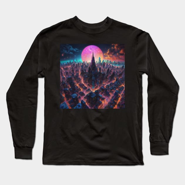 City ​​view of night Long Sleeve T-Shirt by nonagobich